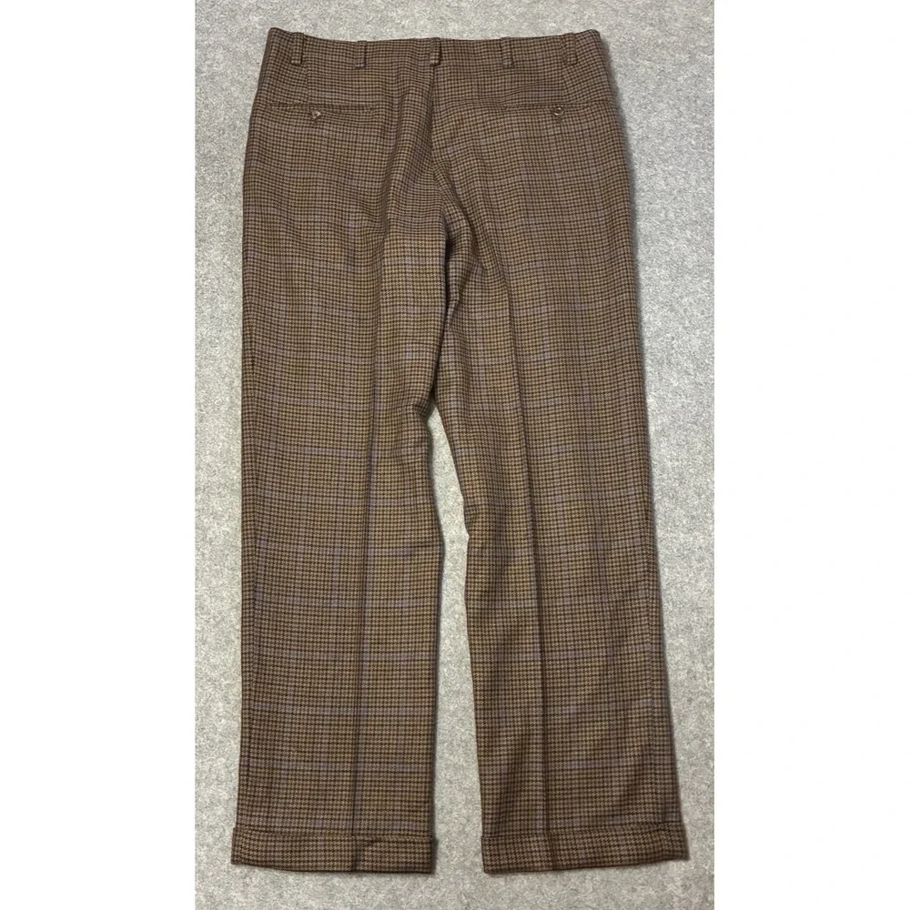 Vtg Oxxford Clothes Bespoke Mens 36x30 Houndstooth Pleated Pants Wool Cashmere